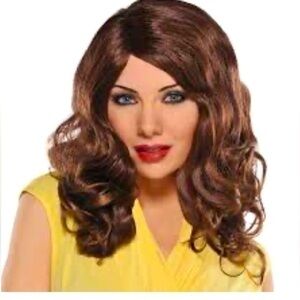 Adult envy wig curly wavy sexy auburn brown hair Halloween wig